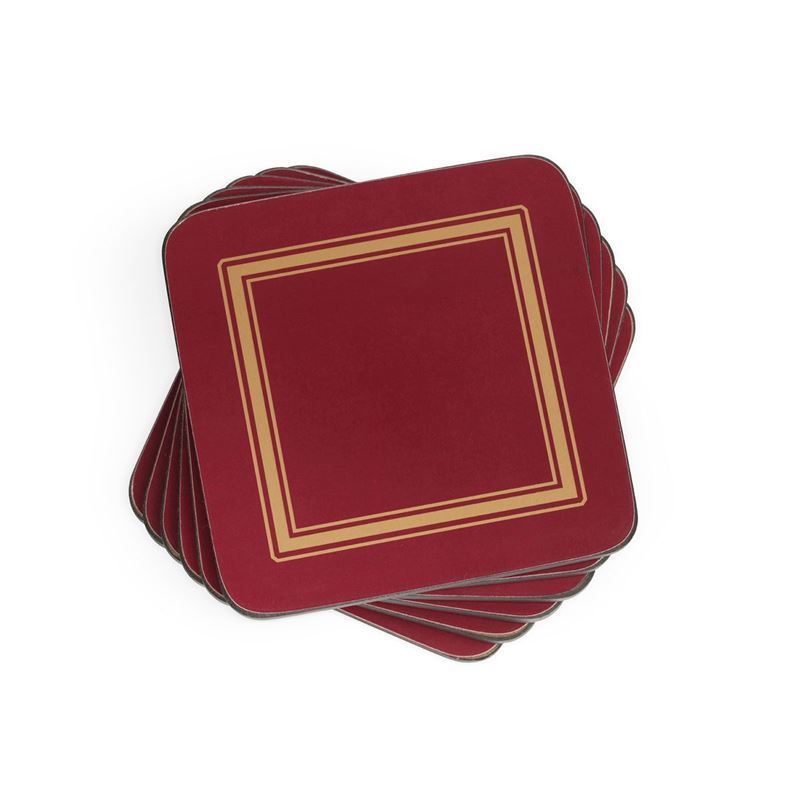 Pimpernel – Burgundy Classic Set of 6 Cork Backed Coasters 10.5×10.5cm
