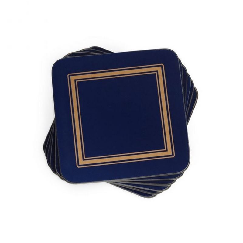 Pimpernel – Midnight Blue Classic Set of 6 Cork Backed Coasters 10.5×10.5cm