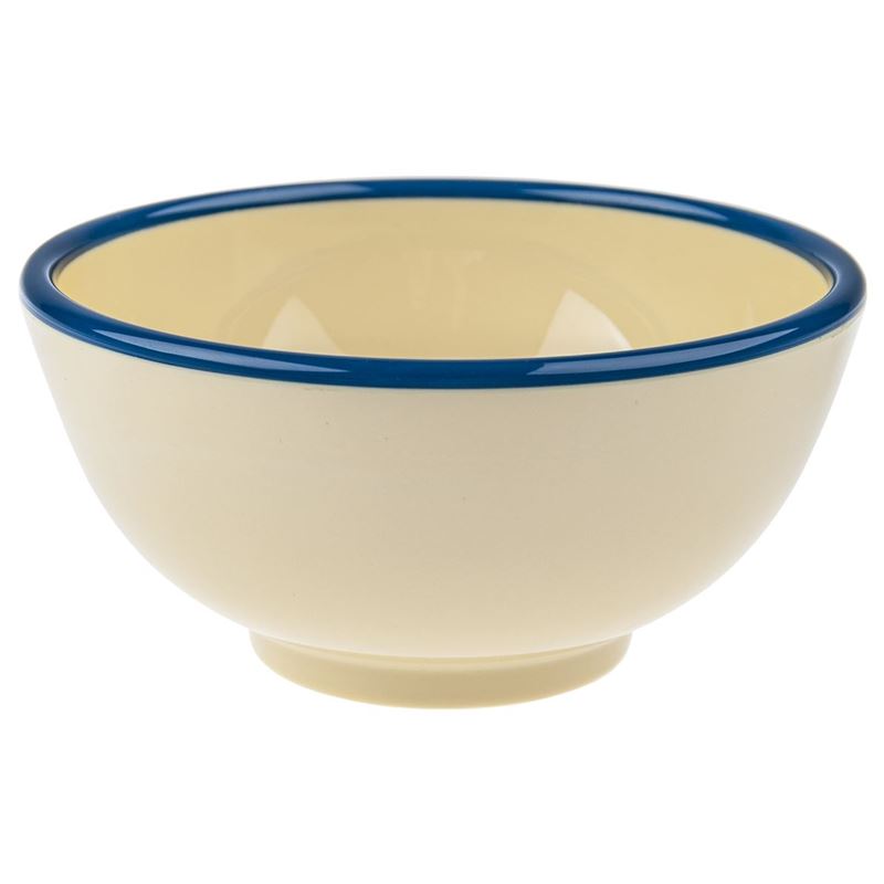 Jab Design – Commercial Grade Melamine Vintage Lemon Enamel Look with Blue Trim Round Bowl 12.5x6cm