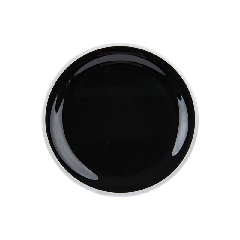 Jab Design – Commercial Grade Melamine Vintage Black Enamel Look with White Trim Lunch Plate 19cm
