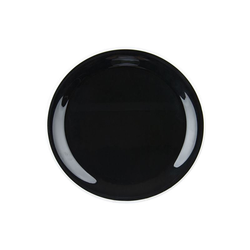 Jab Design – Commercial Grade Melamine Vintage Black Enamel Look with White Trim Round Plate 22.5cm