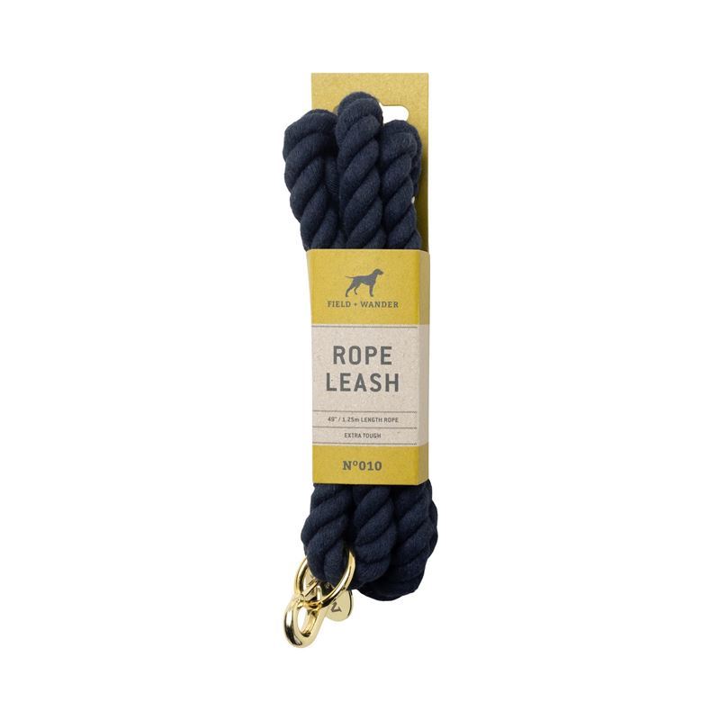 Field + Wander – Souble Braided Rope Leash with Gold Carabiner Blue