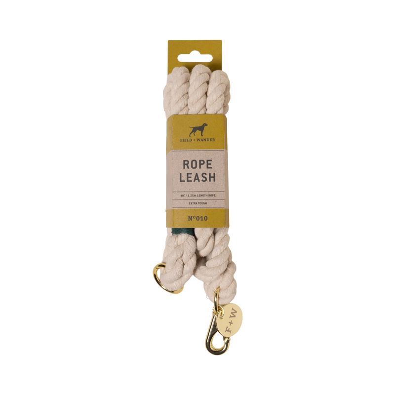 Field + Wander – Souble Braided Rope Leash with Gold Carabiner Cream