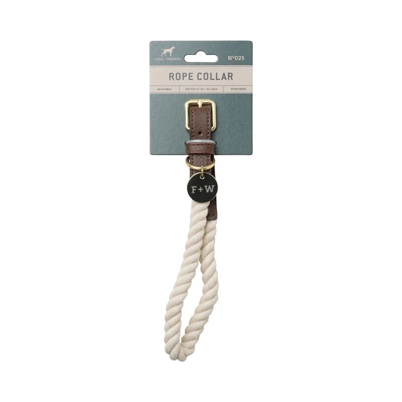 Field + Wander – Rope & PU Dog Collar Large Cream