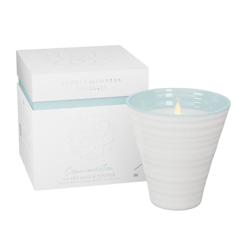 Sophie Conran – Energies Communication Clary Sage & Juniper Ceramic Candle 72Hr Burn (Made in England)