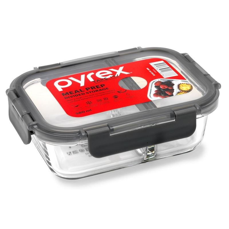 Pyrex – Meal Prep 580ml Rectangular Duo Divided Lunch Box
