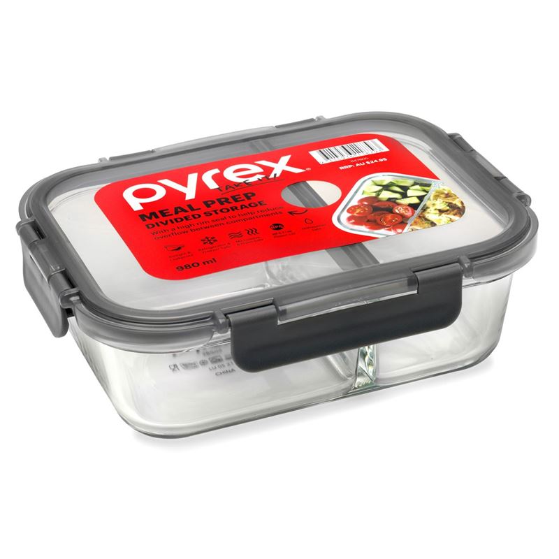 Pyrex – Meal Prep 980ml Rectangular Duo Divided Lunch Box