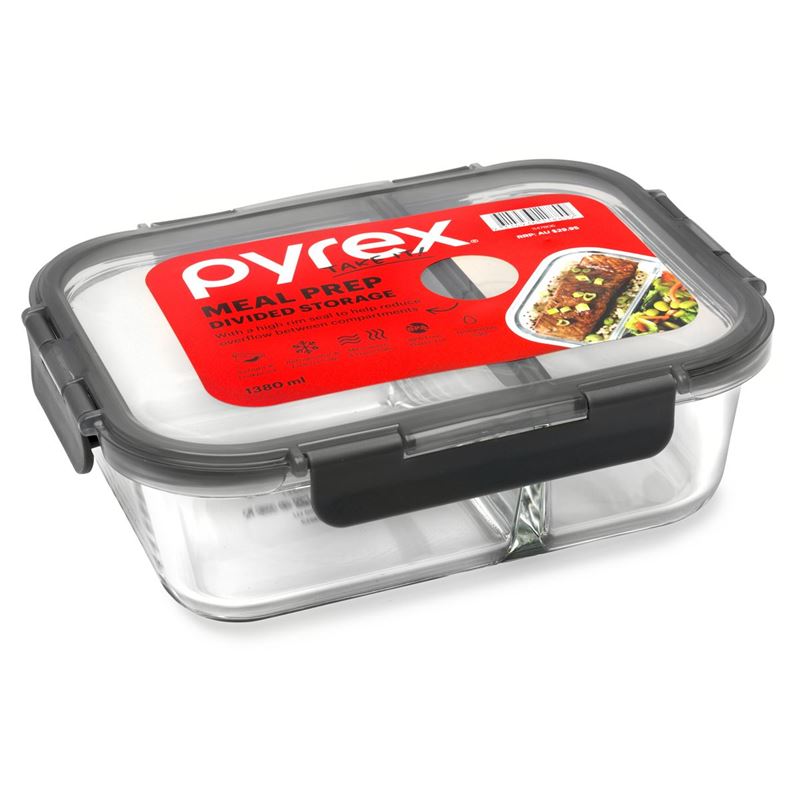 Pyrex – Meal Prep 1380ml Rectangular Duo Divided Lunch Box