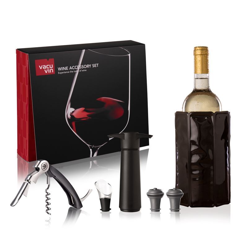 Vacu Vin – 6pc Cutter, Corkscrew, Cooler, Server, Saver and Stopper Wine Accessory Set