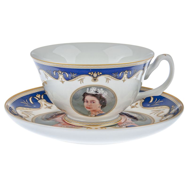 Queen Elizabeth II 1926 – 2022 Commemorative Collection – Amber Fine Bone China Cup and Saucer Set