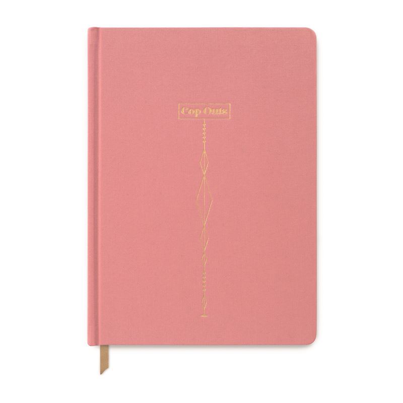 Designworks Ink – Pink with Gold Lettering Cop Out Hard Cover journal with Ribbon Marker