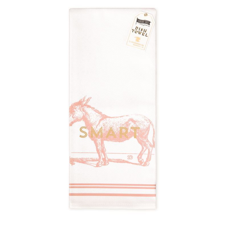 Designworks Ink – Vintage Sass 100% Cotton Tea Towel Smart Donkey 44.5×73.5cm