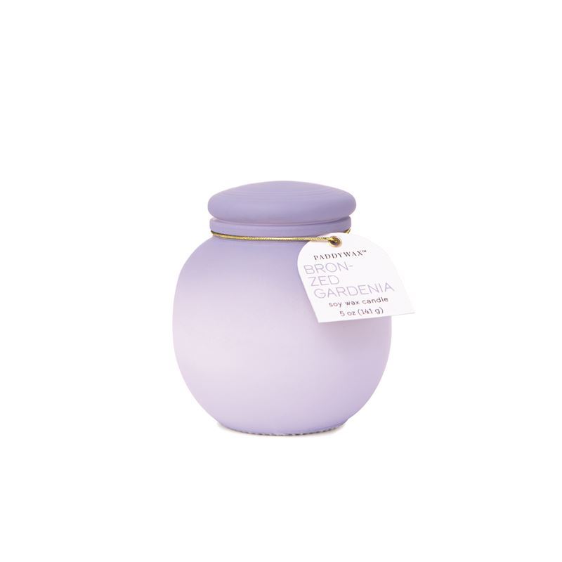 Paddywax – Purple & Lavender Ombre Glass Soy Wax Candle Bronzed Gardenia & Tonka