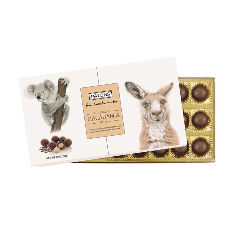 Patons – Milk Chocolate Macadamia Australian Animals Tray 170g (Made in Australia)