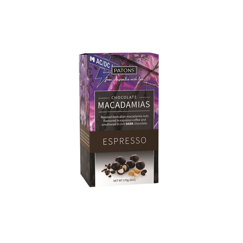 Patons – Chocolate Macadamia Dark Chocolate Espresso Box 170g (Made in Australia)