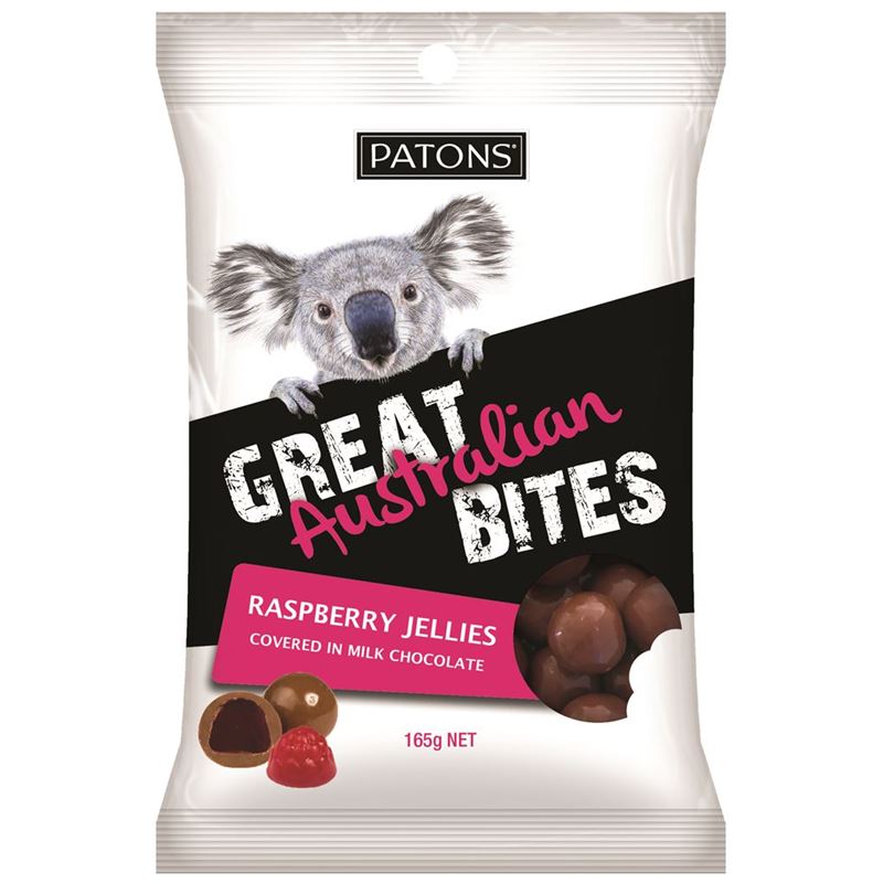 Patons – Great Australian Bites, Milk Chocolate with Raspberry Bites 165g