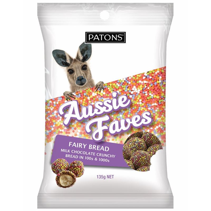 Patons – Aussie Faves, Fairy Bread Milk Chocolate, Crunchy Bread in 100s & 1000s