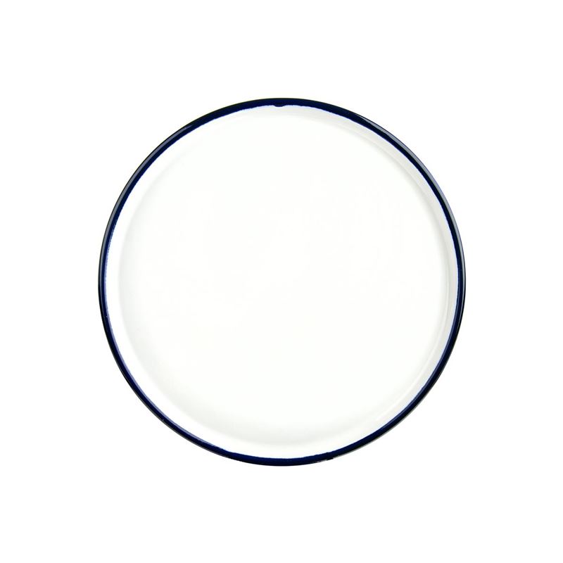 Urban Style – Enamel Serving Tray 30cm White with Blue Rim