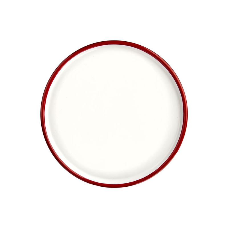 Urban Style – Enamel Serving Tray 30cm White with Red Rim