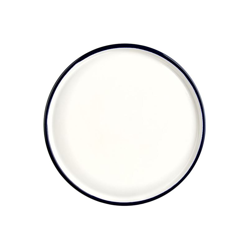 Urban Style – Enamel Table Tray 34cm White with Blue Rim