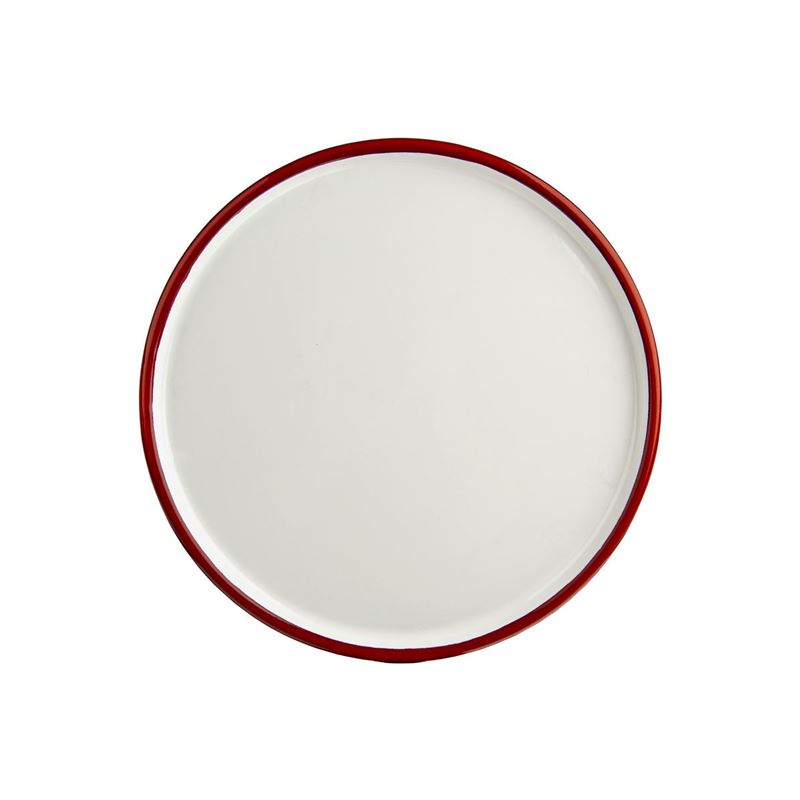 Urban Style – Enamel Table Tray 34cm White with Red Rim
