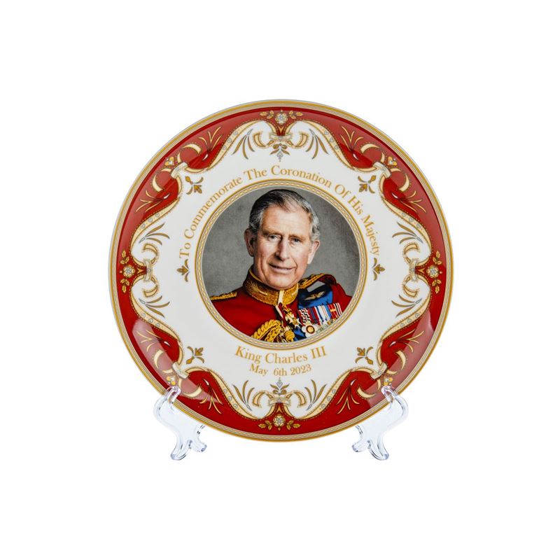 King Charles III – Coronation Collection 20cm Fine Bone China Plate with Stand