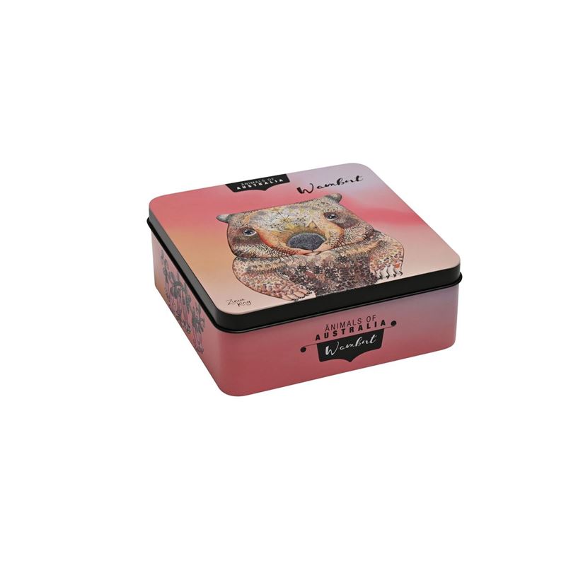 Banksia Red – Animals of Australia Wombat 150g Macadamia Butter Finger Biscuits in Tin 14.5×14.5×5.5cm