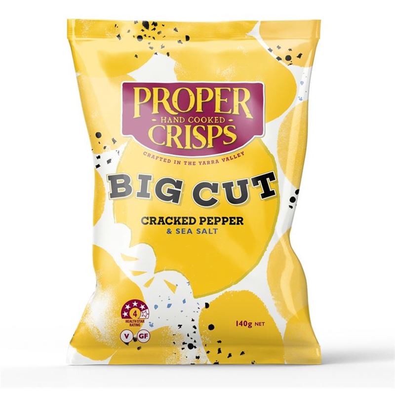 Proper Crisps – Big Cut Cracked Pepper and Sea Salt 140g