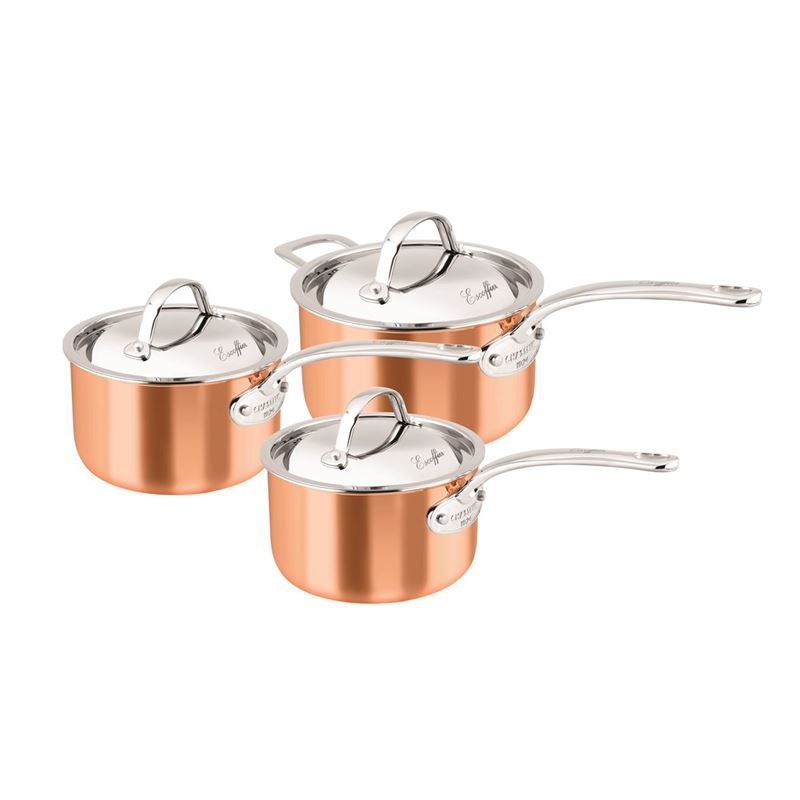 Chasseur – Escoffier 4-Ply Copper Induction 3pc Saucepans with Lid Set