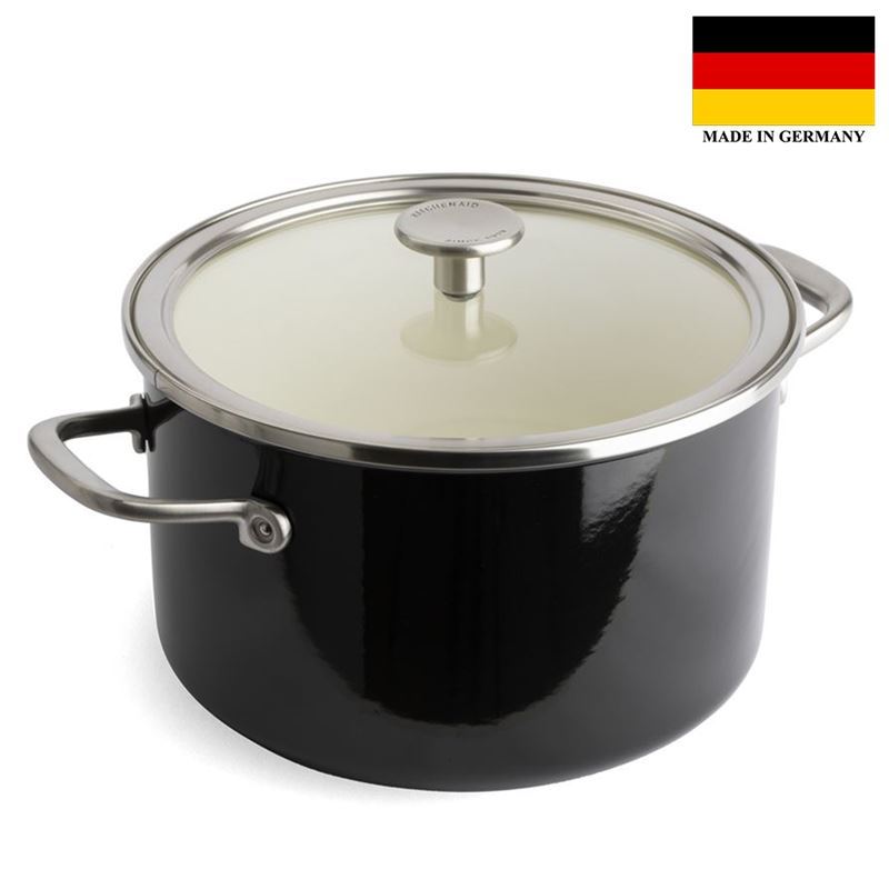 KitchenAid – Luxury Steel Core Enamel 24cm Covered Casserole 6Ltr Onyx Black (Made in Germany)