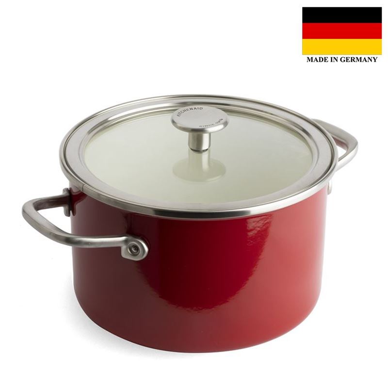 KitchenAid – Luxury Steel Core Enamel 20cm Covered Casserole 3.7Ltr Empire Red (Made in Germany)