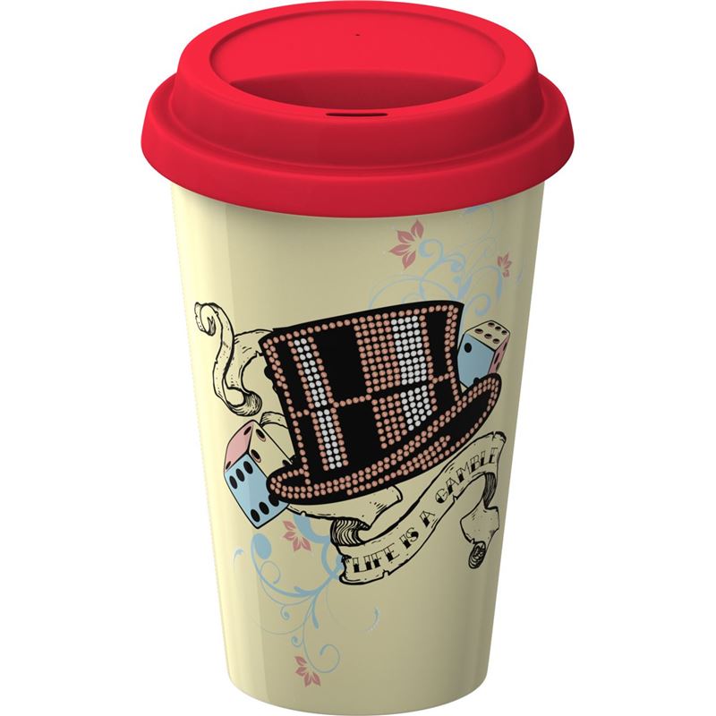 Monopoly – Life is a Gamble Novelty Double Wall Ceramic Tall Mug with Silicone Lid