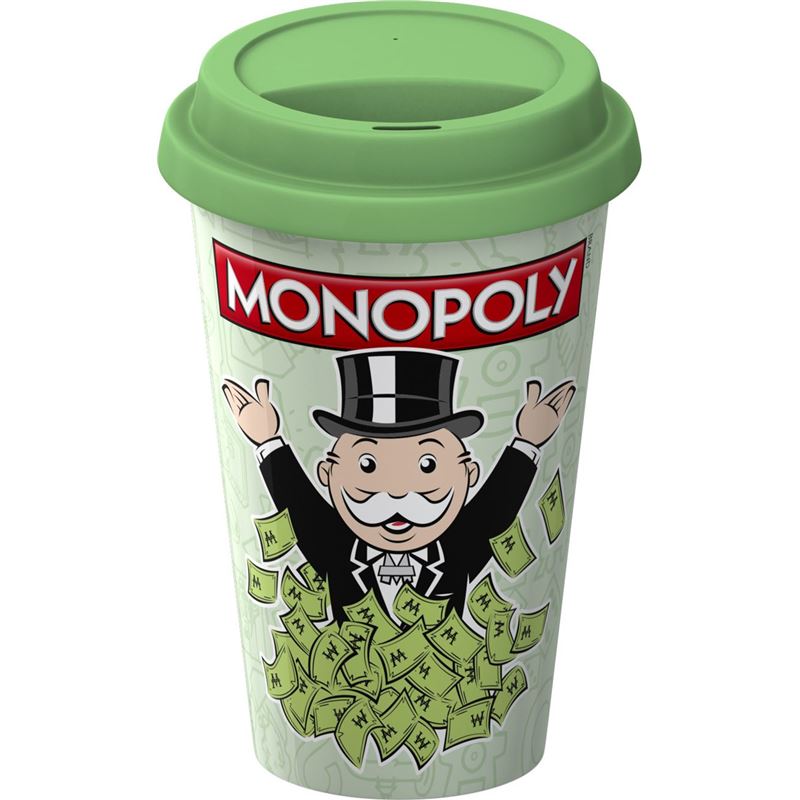 Monopoly – Monopoly Money  Novelty Double Wall Ceramic Tall Mug with Silicone Lid