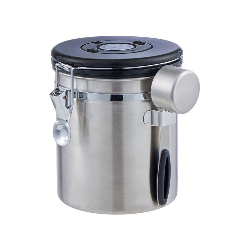 Davis & Waddell Leaf & Bean – Stainless Steel Coffee Canister with Spoon