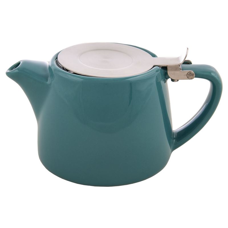 Brew – Teal/White Commercial Grade Stackable Tea Pot 500ml with Stainless Steel Lid & Infuser