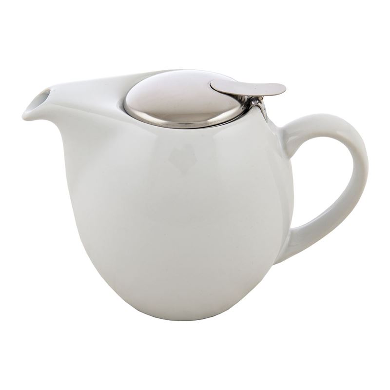 Brew – White Commercial Grade Infusion Tea Pot 750ml with Stainless Steel Infuser & Lid