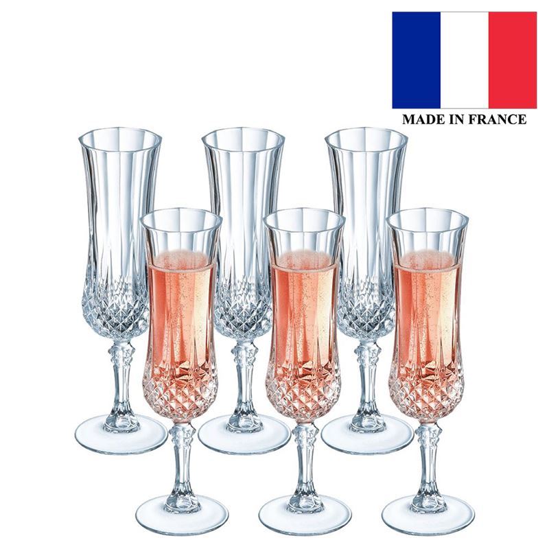Cristal D’arques – Longchamp Flute Glass 140ml Set of 6 (Made in France)