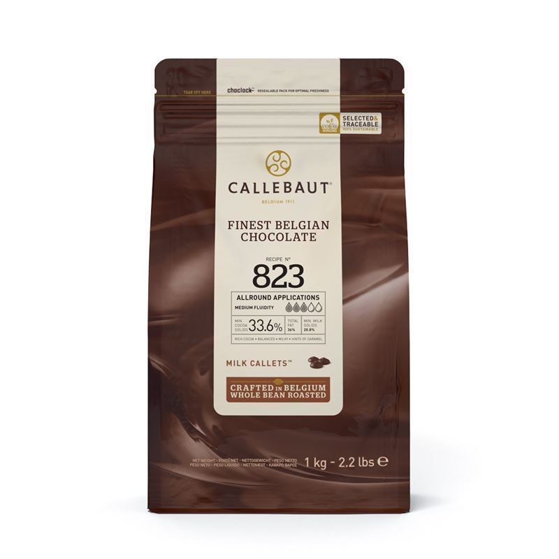 Callebaut – Milk 823 Chocolate Callets 33.6% 1Kg Bag (Made in Belgium)