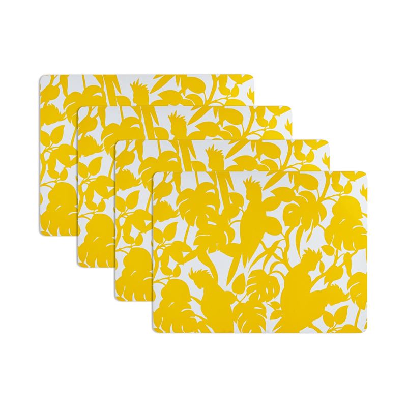 Florence Broadhurst – Cockatoo Yellow Large Cork Backed Placemats 30x40cm Set of 4