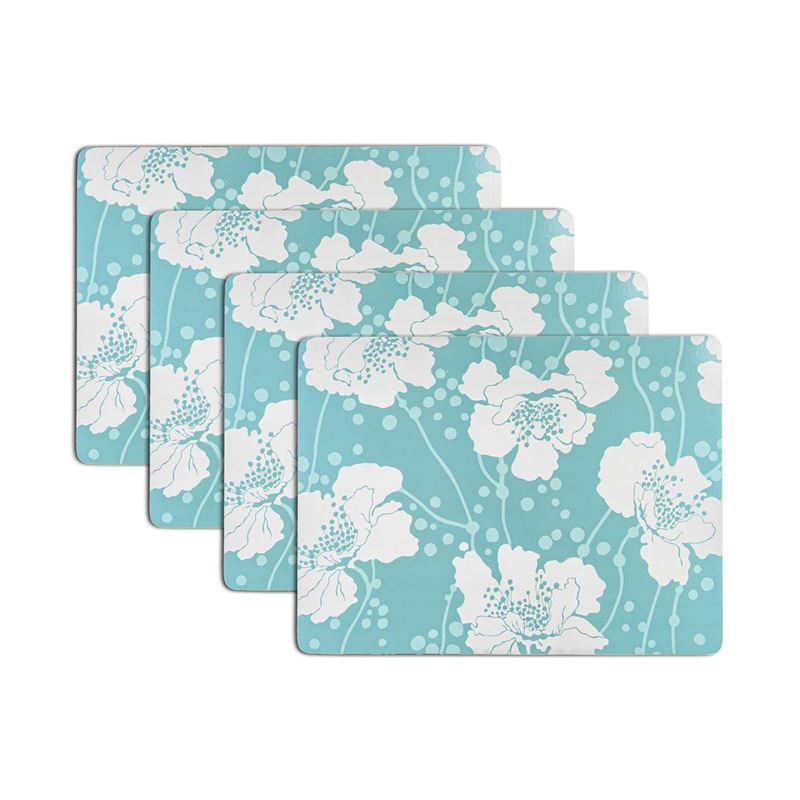 Florence Broadhurst – Spotted Floral Jade Large Cork Backed Placemats 30x40cm Set of 4
