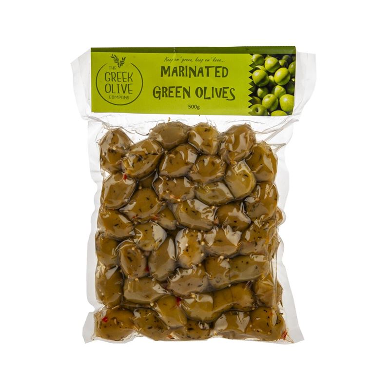 The Greek Olive Company – Green Whole Marinated Olives 500g (Product of Greece)