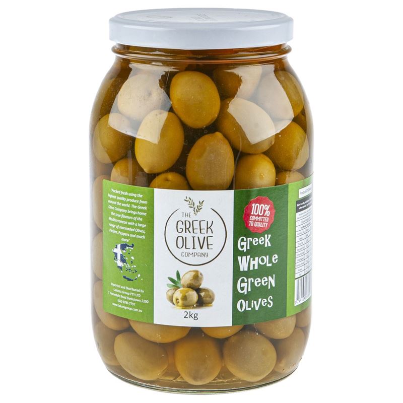 The Greek Olive Company – Green Whole Olives 2kg (Product of Greece)