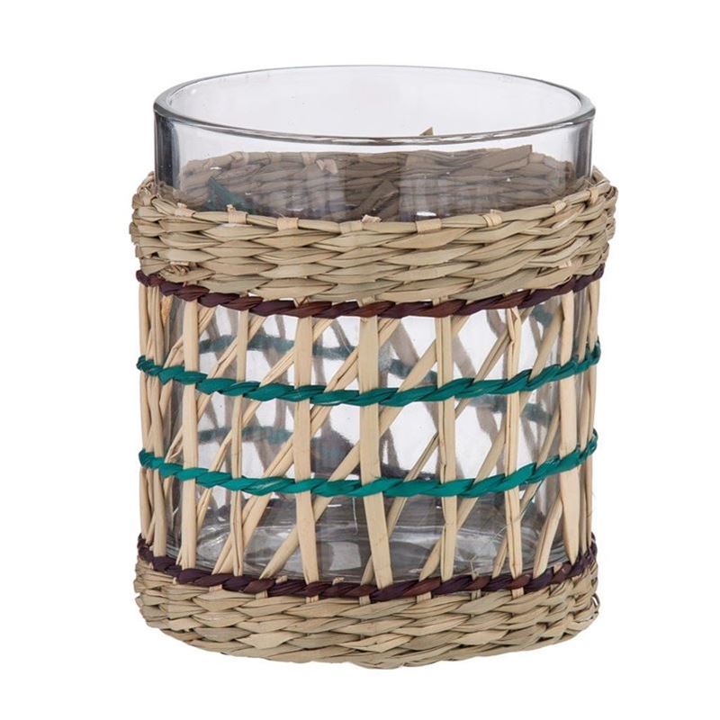 Davis & Waddell – Adriatic Glass Tumbler with Woven Sleeve 450ml