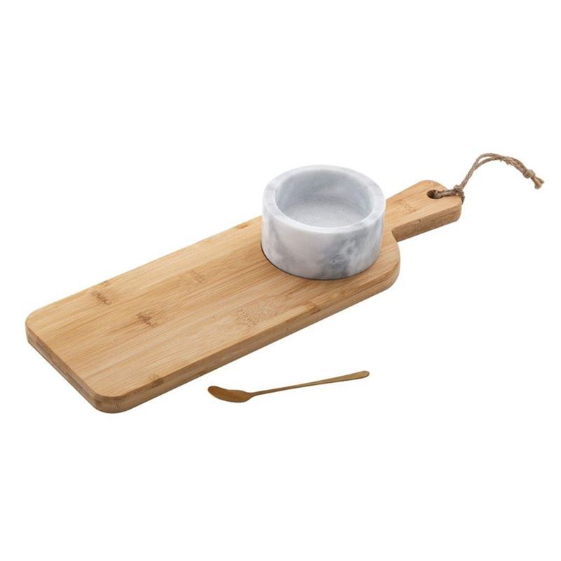 Davis & Waddell – Montage Bamboo Serving Paddle Board, Marble Bowl & Spoon