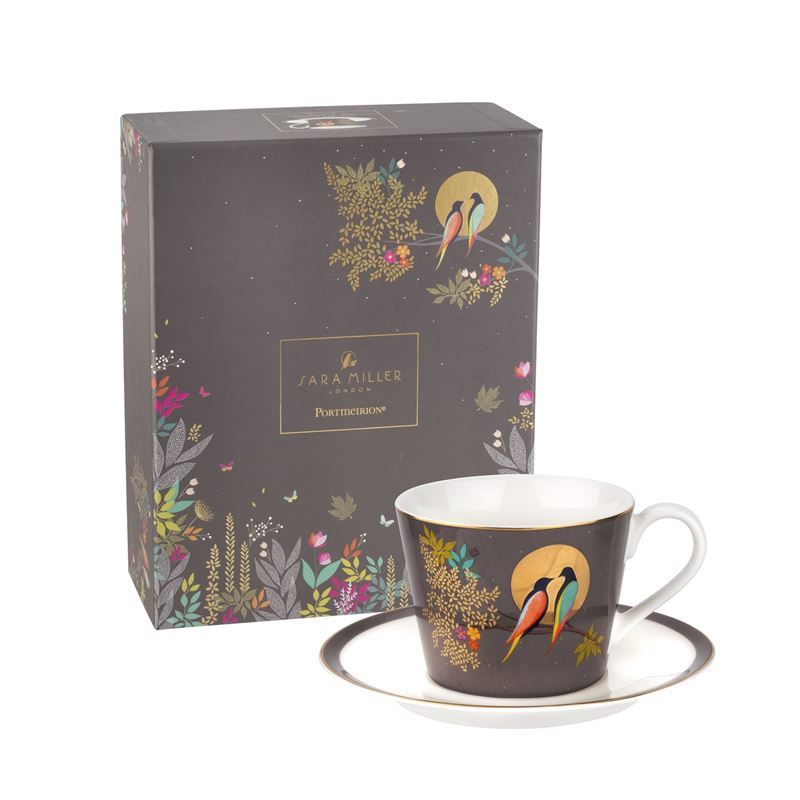 Sara Miller for Portmeirion – Chelsea Collection Tea Cup & Saucer Dark Grey