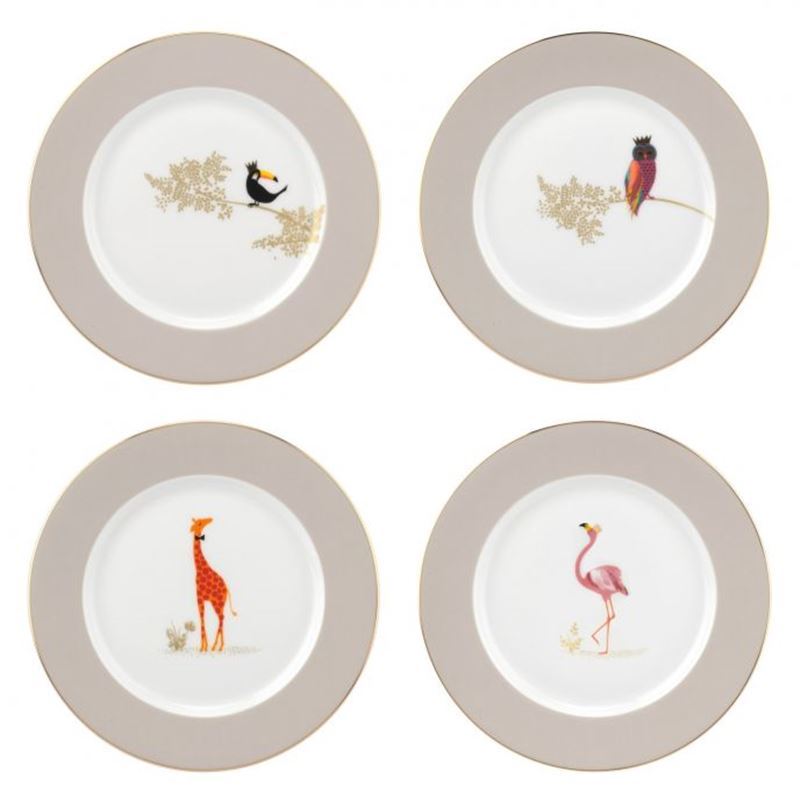 Sara Miller for Portmeirion – Piccadilly Zoo Animal Cake Plates 20cm Set of 4 Gift Boxed