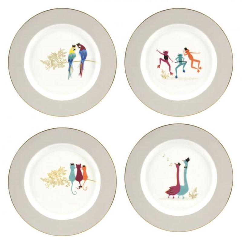 Sara Miller for Portmeirion – Piccadilly Cake Plates 20cm Set of 4 Gift Boxed