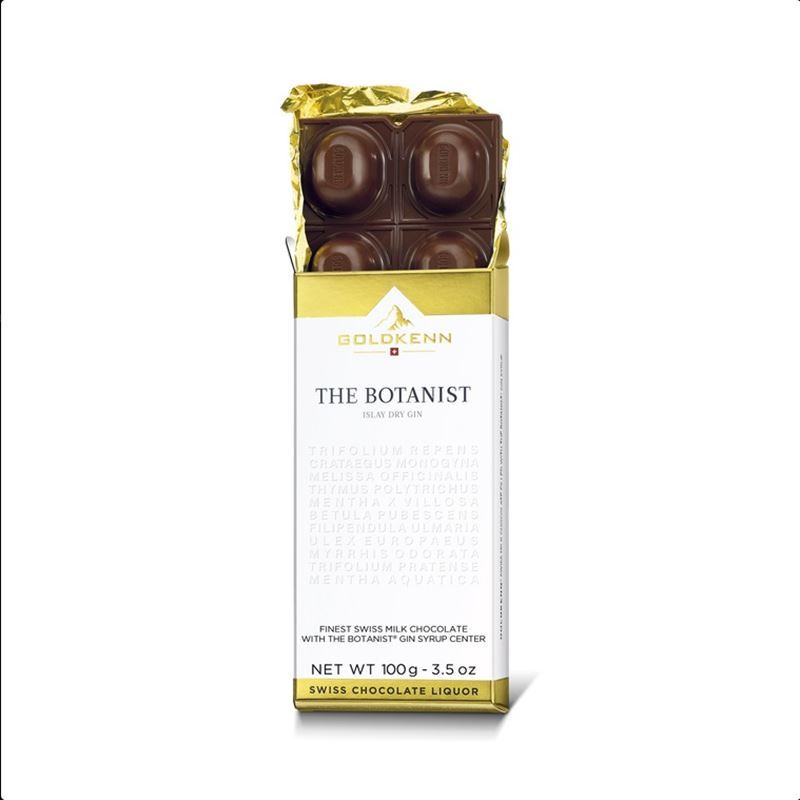 Goldkenn – The Botanist Finest Swiss Milk Chocolate with The Botanist Gin Syrup Centre 100g