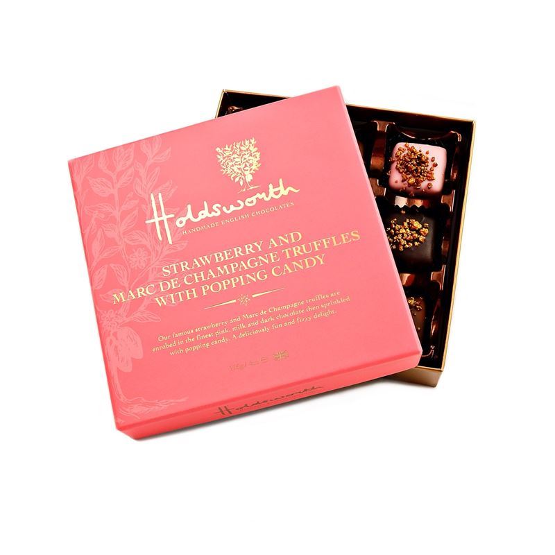 Holdsworth – Strawberry & Marc de Champagne Truffles with Popping Candy 115g