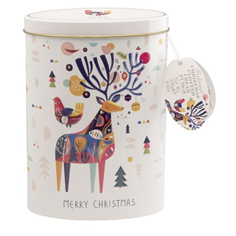 Gardiners – Christmas Stag Tin Vanilla Fudge 250g (Product of Scotland)